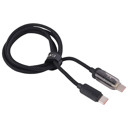 کابل سوپر فست شارژ تایپ‌سی به تایپ‌سی شفاف 100 وات یک متری ارلدام EC-189C-C