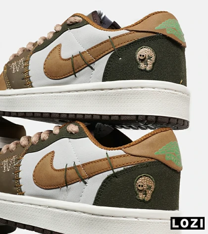 کفش کتانی مردانه و زنانه سفید کرم سبز نایک NIKE jordan Vodoo