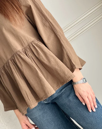 شومیز لینن پفکی پاریزان کدSH-3189