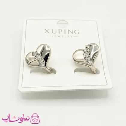 گوشواره ژوپینگ مدل قلب شکسته سیلور 791-1