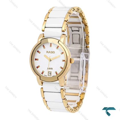ساعت رادو Centrix زنانه وسط سرامیکی سفید طلایی Rado-6335-L