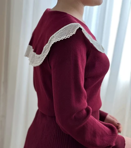 پیراهن بافت یقه گیپور کد 2279