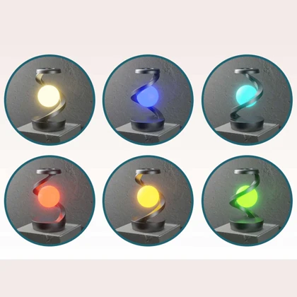 چراغ خواب شارژی طرح کره چرخشی و شارژر وایرلس Light Ball Lamp
