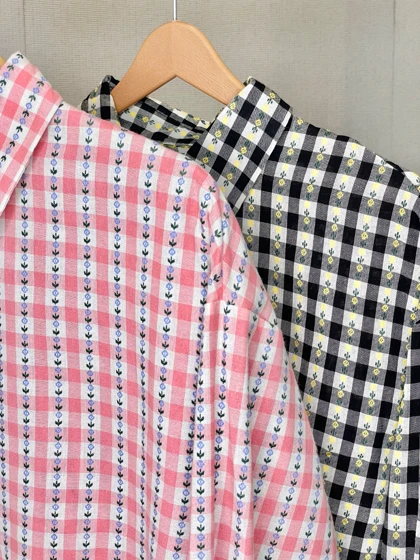 شومیز وارداتی خنک چهارخونه مشکی