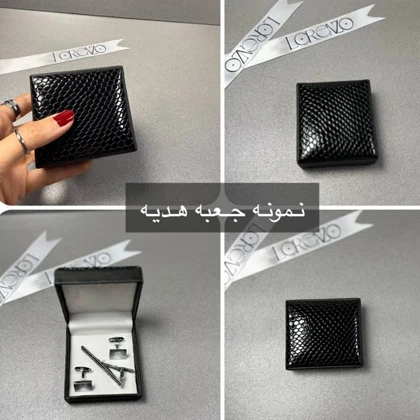 دکمه سردست و گیره کراوات طلایی لورنزو کد 1404