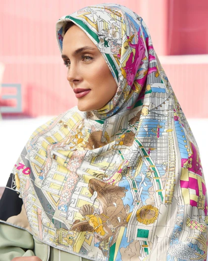روسری ابریشم دور دست دوز (قواره 90) 30154