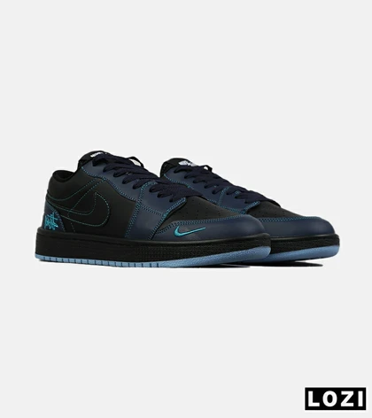 کفش کتانی مردانه و زنانه مشکی آبی NIKE jordan 1 مدل 8788