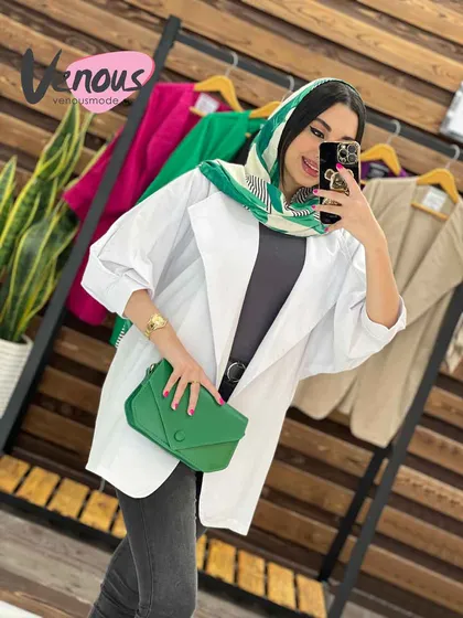 مانتو لینن کتی یقه آمریکایی