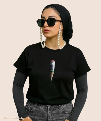 کراپ زنانه نوستالژی طرح مداد