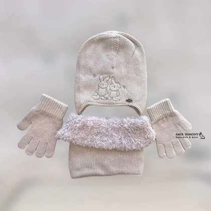 شال و کلاه و دستکش بچگانه طرح خرگوشی اندلس