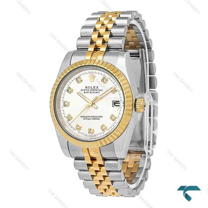 ساعت مچی Rolex مردانه دورنگ طلایی صفحه سیلور Rolex-7157-G