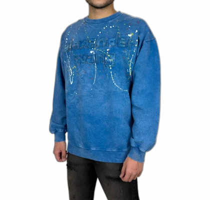 دورس مردانه آبی سنگ شور با چاپ گلدوزی برجسته