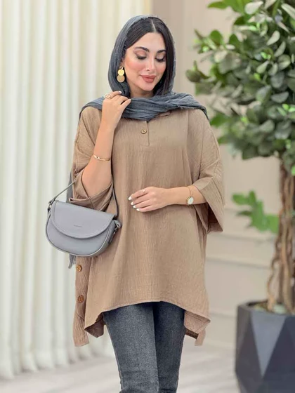 مانتو پانچ یقه دو دکمه هیما