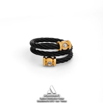انگشتر زنانه مشکی Cable Ring KG01