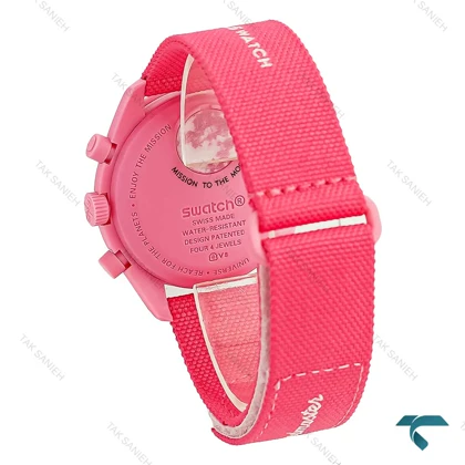 ساعت امگا سواچ ماموریت به ماه صورتی بند برزنت Swatch-8832-U