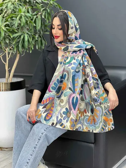شال طرح گل آبرنگی