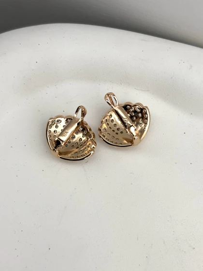 گوشواره ژوپینگ طلایی زنانه صدف نگین‌دار کد 580
