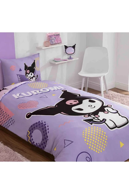 سرویس روتختی یک نفره Taç مدل Kuromi Pretty پنبه - چندرنگ
