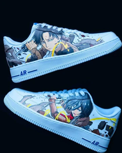 کفش اسپرت نایک ایرفورس کاستوم کتانی Attack on Titan کتانی انیمه اتک ان تایتان nike air force کد 78303