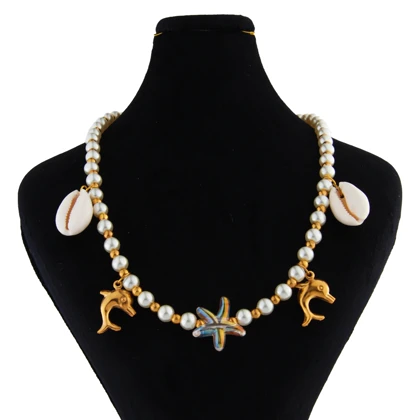 گردنبند دخترانه مدل دلفین و ستاره دریایی