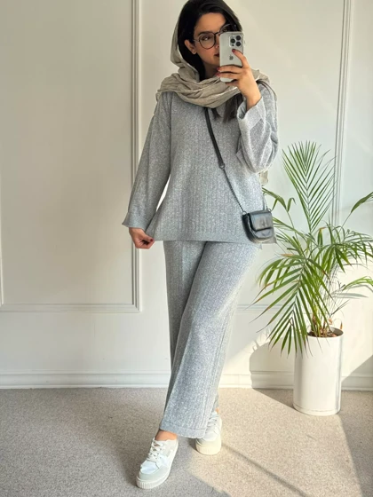 ست مانتو شلوار بافت آریا