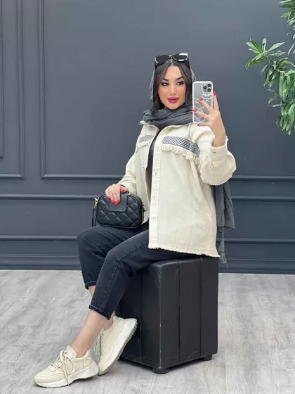 مانتو شومیزی لینن نواردوزی ریش دار