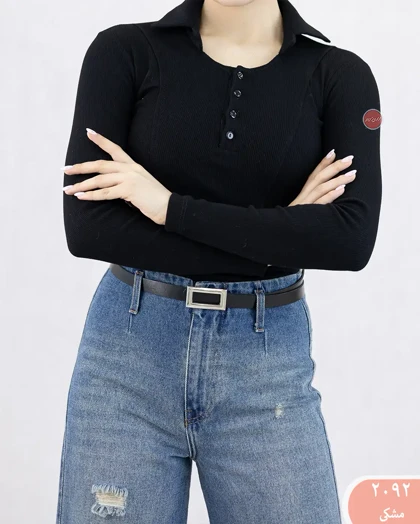 بلوز یقه دار جلو دکمه2092