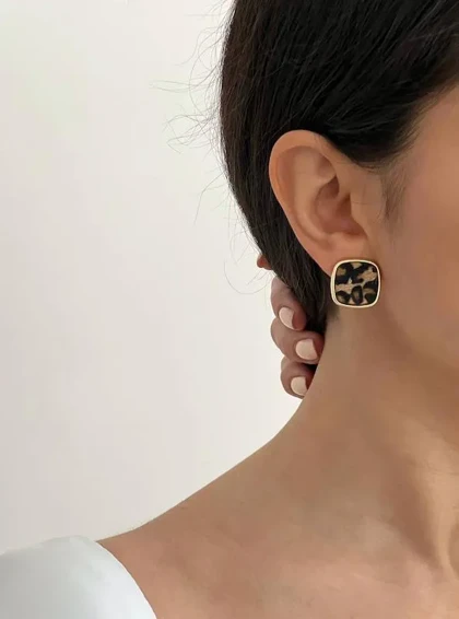 گوشواره پلنگی مخمل دایره
