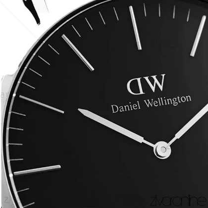 ساعت دنیل ولینگتون مردانه قاب سیلور صفحه مشکی بند چرم 104097