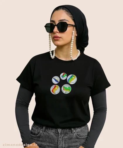 کراپ زنانه نوستالژی طرح تیله رنگی