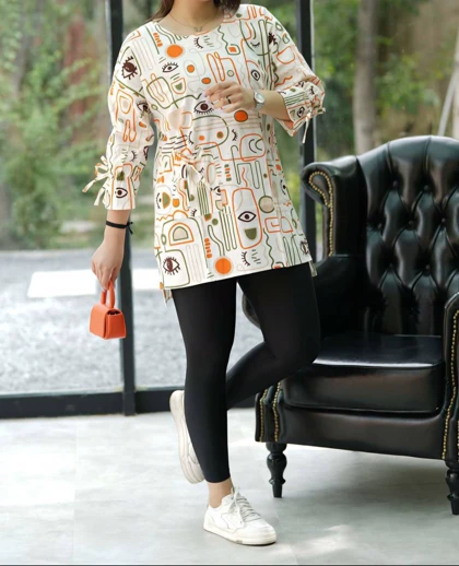 تونیک زنانه لینن طرح چشم و نظر