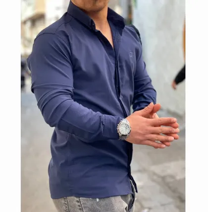 پیراهن ساده مردانه رنگ سرمه ای