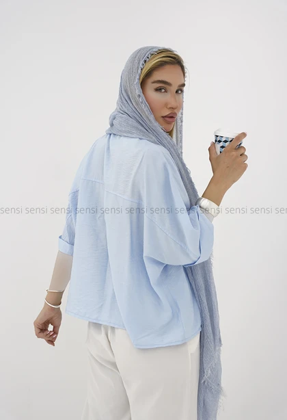 شومیز زنانه پری آستین پاکتی کد1006234