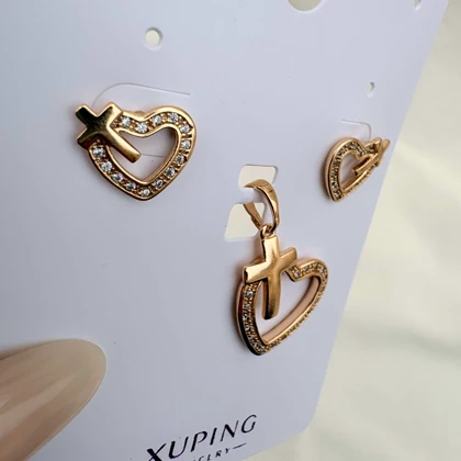 نیم ست صلیب قلبی ژوپینگ بدون زنجیر