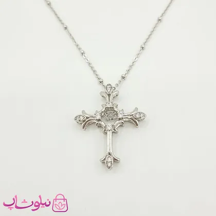 گردنبند دخترانه ژوپینگ مدل صلیب نقره ای