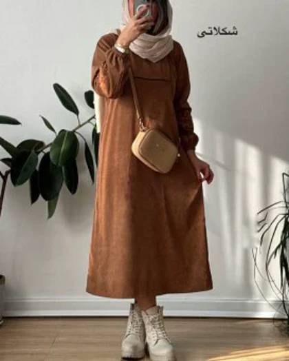 پیراهن مخمل کبریتی گندم