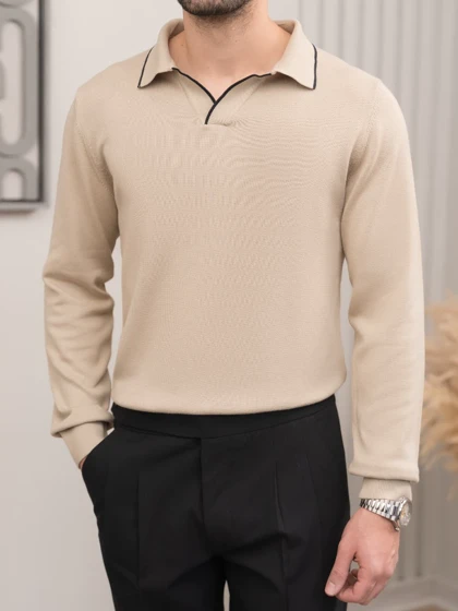 بافت یقه شکاری کرم sh400