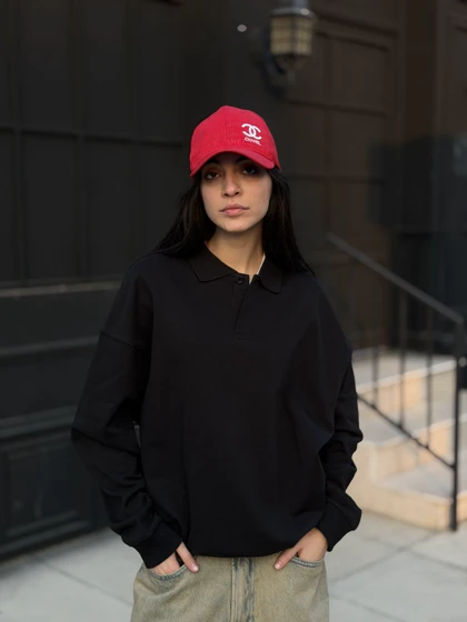 پولو شرت اورجینال پول اند بیر مشکی/Original Pull & Bear Polo shirt