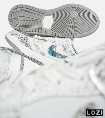 کفش کتانی مردانه و زنانه سفید آبی NIKE dunk low steam puppet