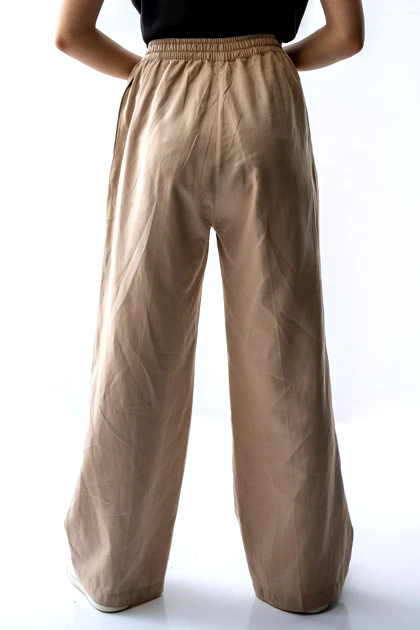 شلوار لینن دمپا گشاد کمرکش زنانه