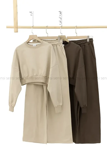 ست کراپ دورس شلوار رنگی کد1004915