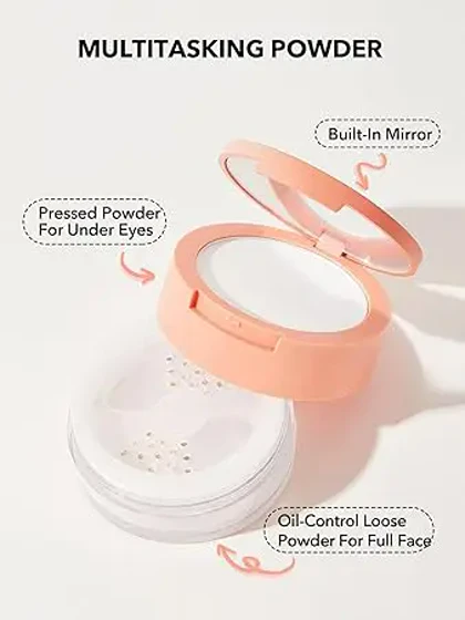 پودر فیکس دو منظوره شیگلم صورت و زیر چشم رنگ Natural Linen نارنجی