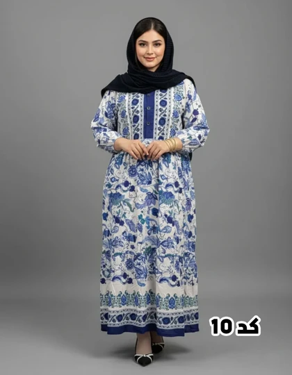 پیراهن ساحلی وارداتی دکمه دار طرح گل‌دار 7314