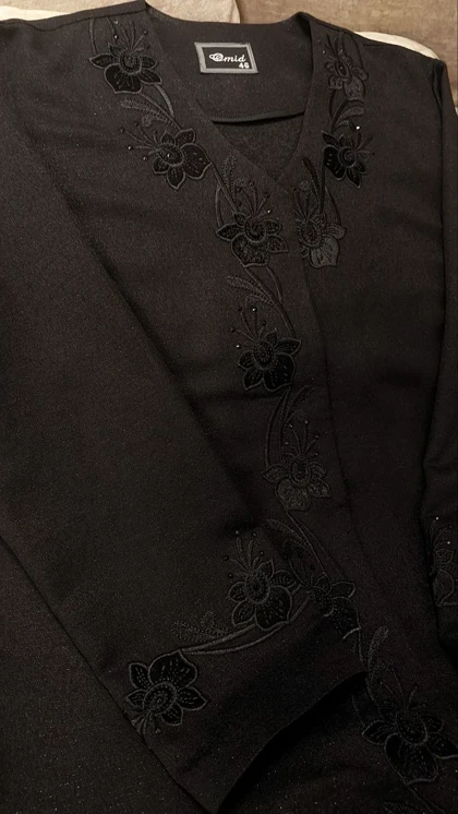 مانتو مجلسی گلدوزی شده کتان لمه (سایزبزرگ دارد)