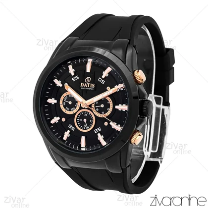 ساعت داتیس مردانه سه موتوره بند رابر مشکی 106921