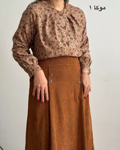 شومیز مخمل کبریتی طرحدار 3