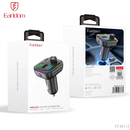 شارژر فندکی و اف ام پلیر بلوتوثی ارلدام Earldom مدل ET-M112 با بلوتوث 5.4