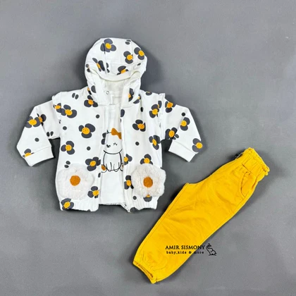 سویشرت شلوار دخترانه طرح گل ایندیگو