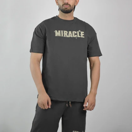 ست تیشرت و شلوارک اسپرت شنگلی مدل T110 طوسی تیره