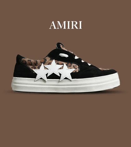 کفش اسنیکرزمشکی نارنجی سفید Amiri Stars v2 مدل 7072